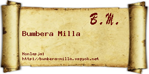 Bumbera Milla névjegykártya